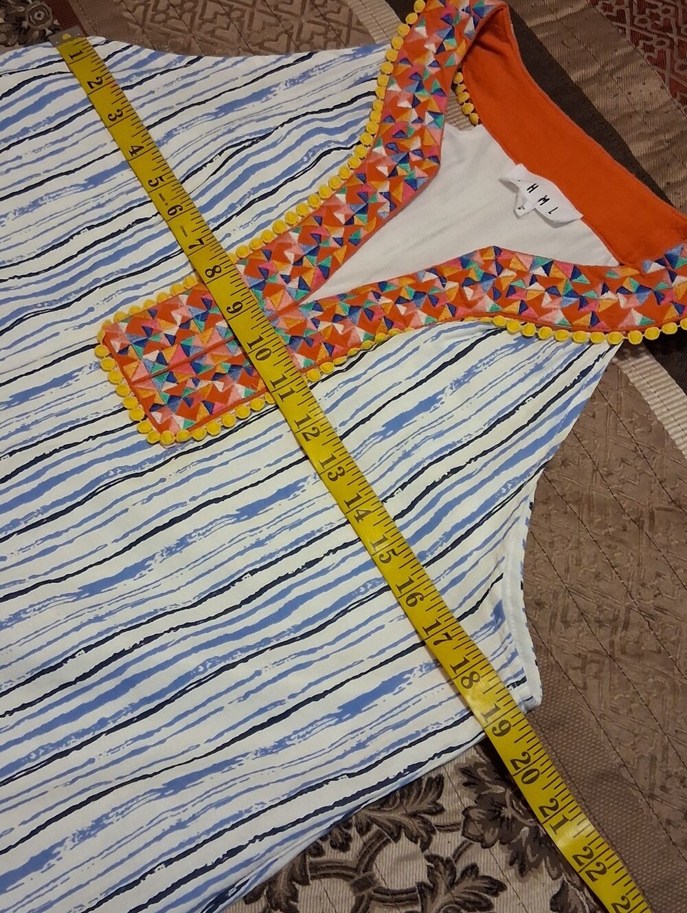 THML‎  Embroidered Halter Dress Sleeveless White Blue SzM Summer Vacation - Picture 11 of 15